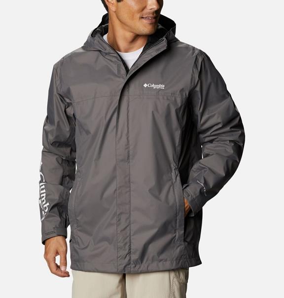 Columbia PFG Storm Rain Jacket Men Grey Black USA (US1887948)